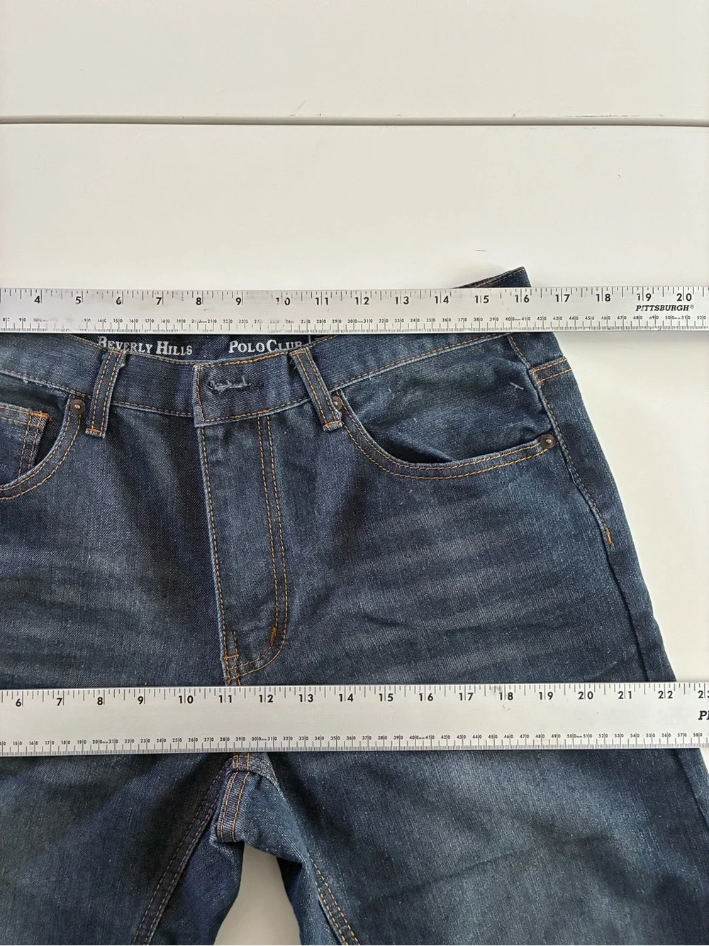 BEVERLY HILLS POLO CLUB 32/32 CLASSIC BLUE DENIM JEAN JORTS CASUAL UNISEX EUC
